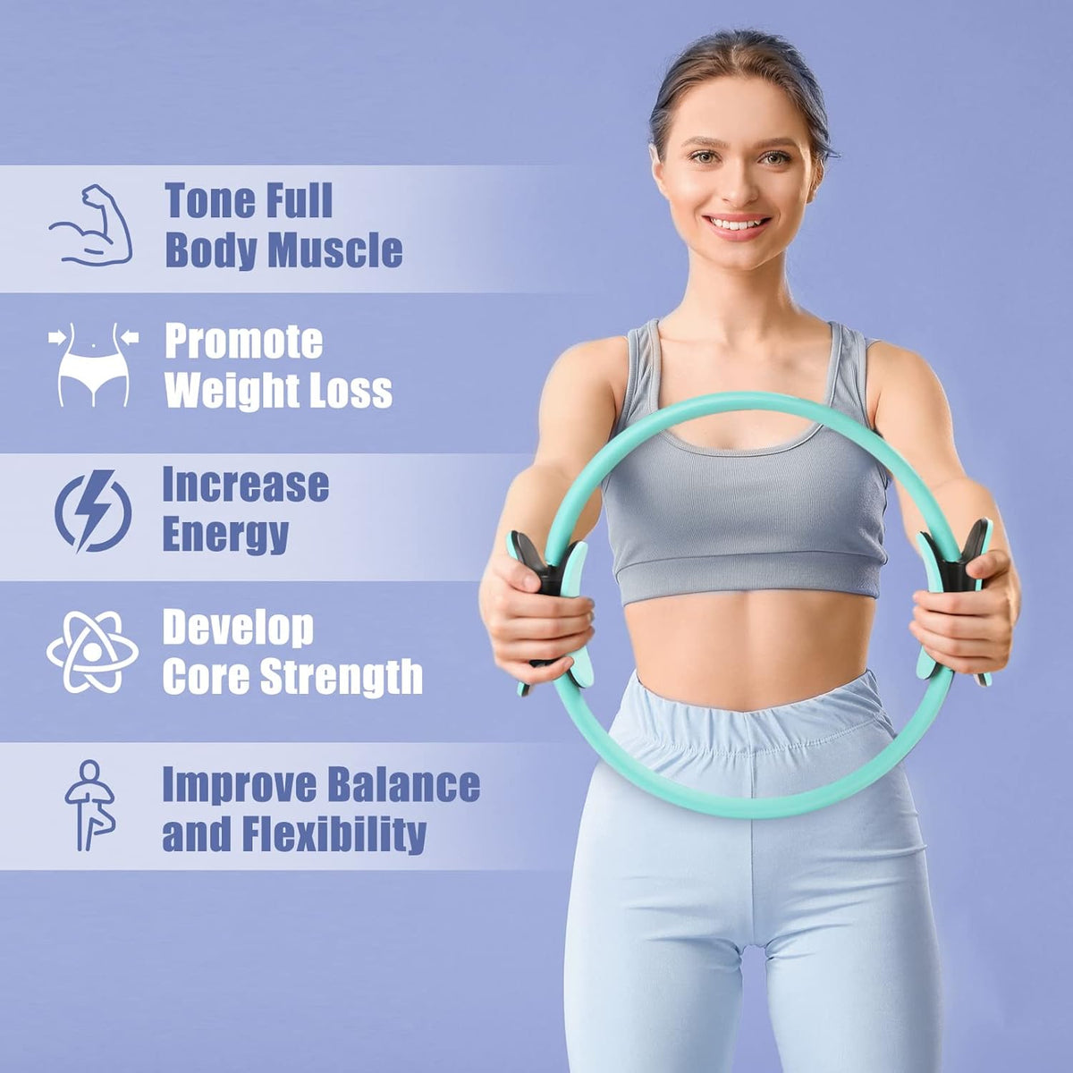 RitFit Pilates Ring Circle - 14 Inch Magic Fitness Circle for Toning Inner & Outer Thighs, Bonus Workout Guide Included