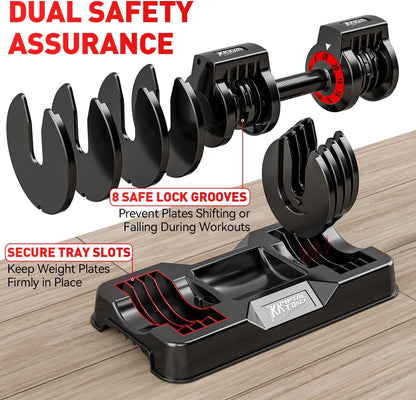 25/55lbs Adjustable Dumbbells Set, Dumbbells with Anti-Slip Metal Handle for Exercise & Fitness Fast Adjust Weight for Full Body Workout Fitness