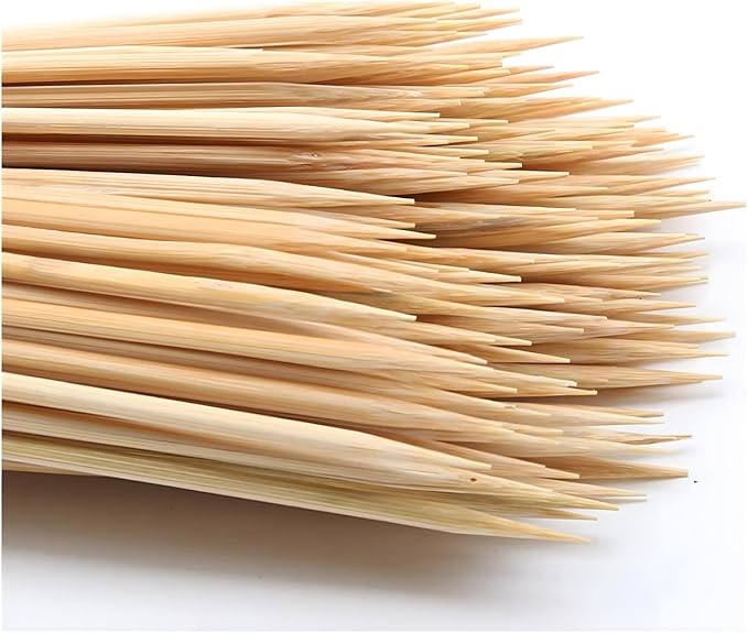 200PCS 6 inch Bamboo Skewers for wooden sticks， BBQ，Appetiser，Fruit，Cocktail，Kabob，Chocolate Fountain，Grilling，Kitchen，crafting and Party. Φ=3mm, More Size Choices 6"/8"/10"/12"/36"