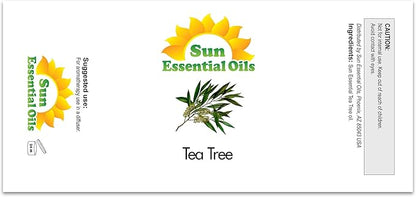 Sun Essential Oils - 2 oz Tea Tree Essential Oil for Skin, Hair, Scalp, Diffuser, Humidifier & Aromatherapy Massage - Scent for DIY Soap, Candle, Shampoo & Lotion Making at Home