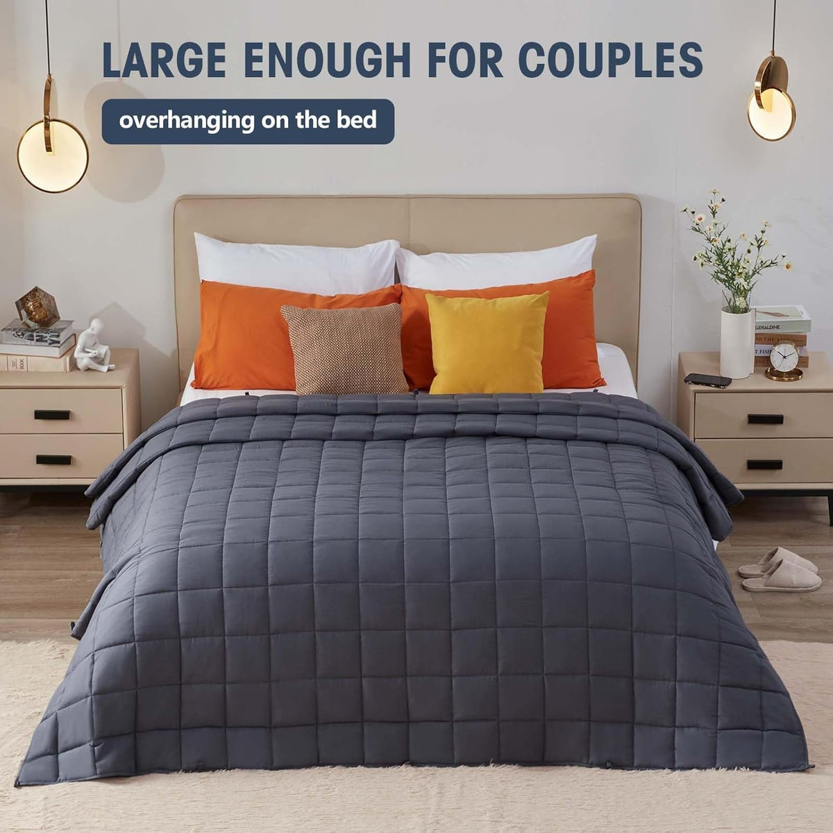 yescool Weighted Blanket for Adults (20 lbs, 88” x 104”, Grey) Cooling Heavy Blanket for Sleeping Perfect for 190-210 lbs, Queen Size Breathable Blanket with Premium Glass Bead, Machine Washable
