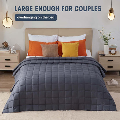 yescool Weighted Blanket for Adults (20 lbs, 88” x 104”, Grey) Cooling Heavy Blanket for Sleeping Perfect for 190-210 lbs, Queen Size Breathable Blanket with Premium Glass Bead, Machine Washable