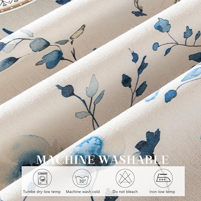 Rectangle Tablecloth Pastoral Style, Waterproof & Stain Resistant Table Cloth Wrinkle Free Table Cover for Dining/Kitchen/Patio, Washable Indoor & Outdoor Use, 55"X120" Blue