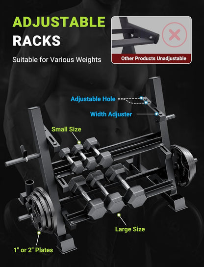 YOLEO Dumbbell Rack - 3 Tier & 5 Tier Compact Weight Rack for Dumbbell, Kettlebell, Barbell, Heavy Duty Weight Storage Organizer, Space-Saving Dumbbell Storage Stand Holder for Home Gym - 1100LBS Capacity (Rack Only)