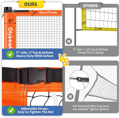 Badminton & Volleyball Combo Set 32 ft with Net, Anti-Sagging Design, 4 Badminton Rackets, 3 Birdies and PU Volleyball for Backyard Lawn Beach