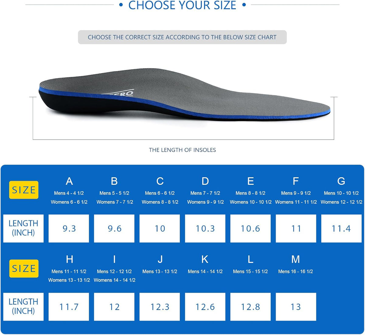 Plantar Fasciitis Feet Insoles Arch Supports Orthotics Inserts Relieve Flat Feet, High Arch (Mens 6-6 1/2 | Womens 8-8 1/2)
