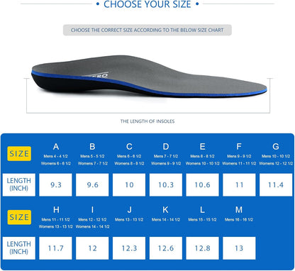 Plantar Fasciitis Feet Insoles Arch Supports Orthotics Inserts Relieve Flat Feet, High Arch (Mens 6-6 1/2 | Womens 8-8 1/2)