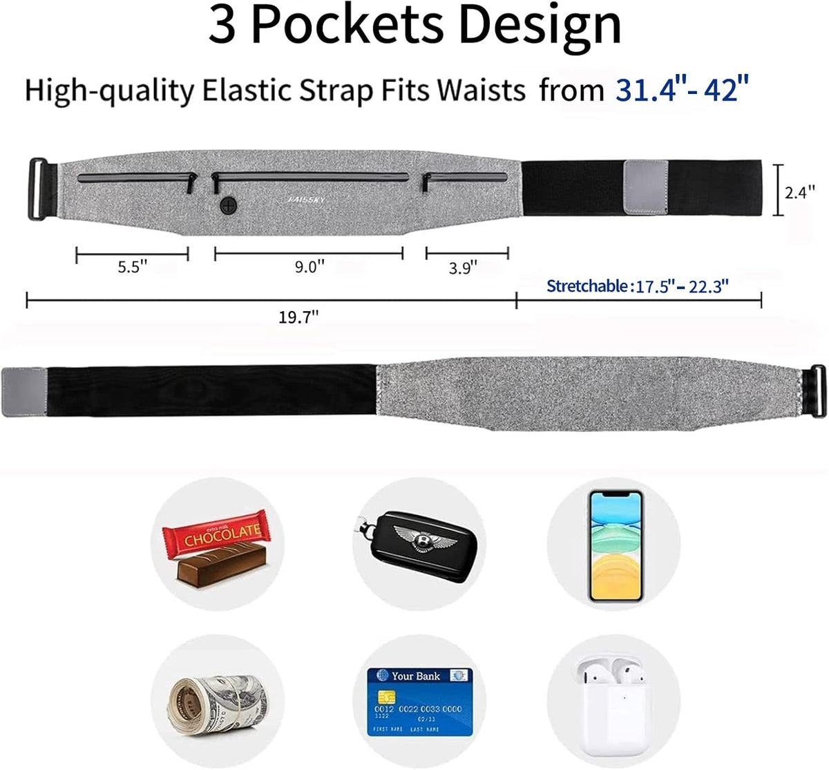 Running Belt for Men/Women - Fanny Pack for iPhone 15/14/13/12 Pro Max Plus Samsung Google Ultra Light Running Waist Pack Phone Holder for Jogging, Walking, Cycling, Workout