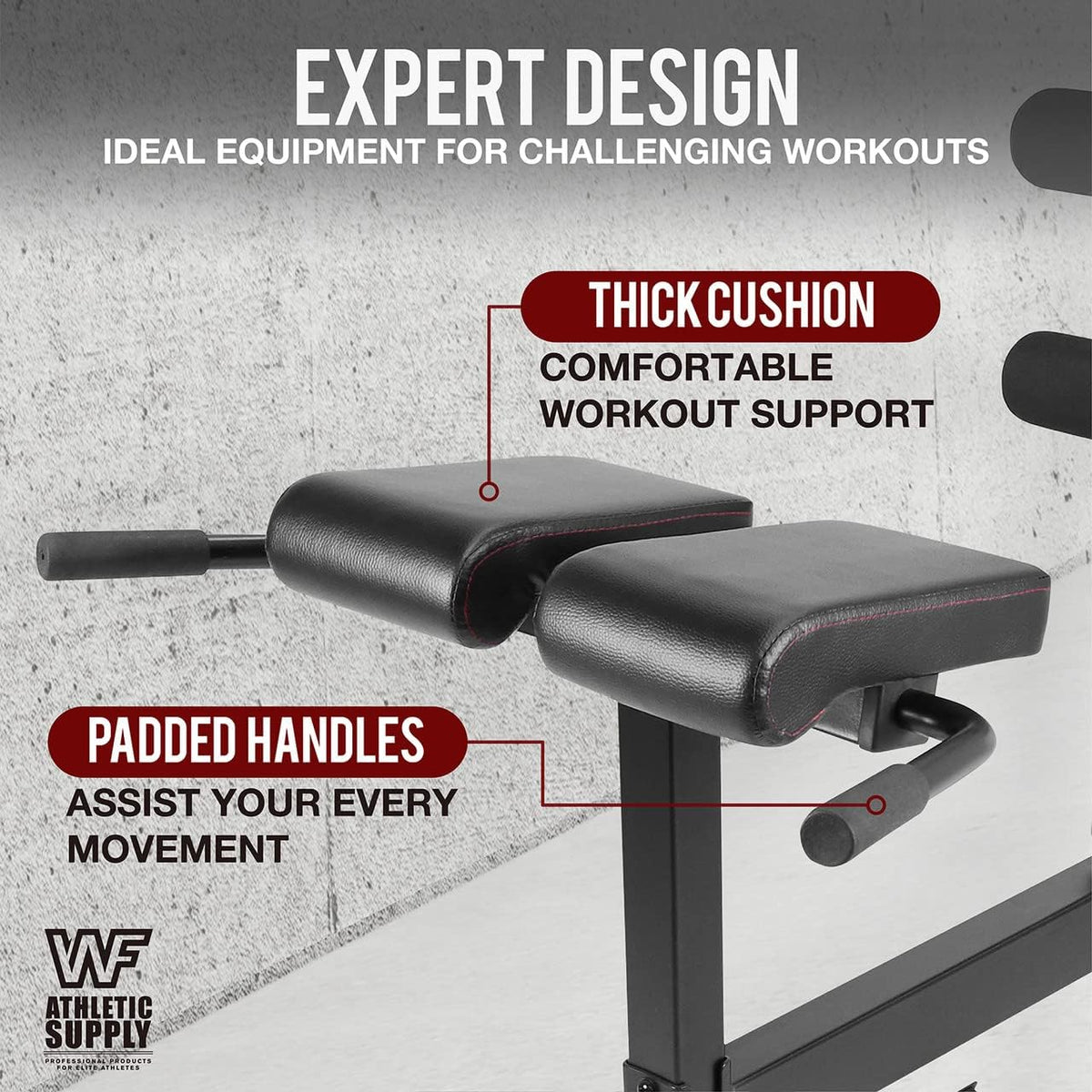 CAPHAUS Adjustable Hyperextension 90 Degree Strength Roman Chair with Handle, Ab Bench Multi-Functional Weight Bench, Muscle Strength Training Fitness Back Machines for Full Body Workout