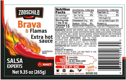 Zaaschila Mexican Sauce Guacamole-Habanero, Habanero, Brava 9.35oz (265g) 3pc pack (Packaging may vary)