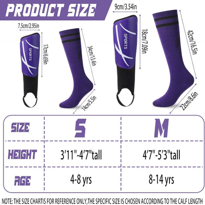 Soccer Shin Guards and Socks Kids Youth Lightweight Soccer Pads Defender with Ankle Protection Ski Shin Guards Football Equipment for Age 4-14 Toddler Boys Girls Teens