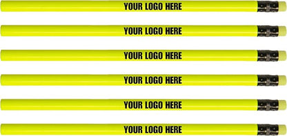 Custom Round Neon Pencil. Promotional Personalized Imprinted Round Neon Pencils. Custom Printed Name/Business/Event Information (Neon Yellow, 1000 Count, Pack of 1)