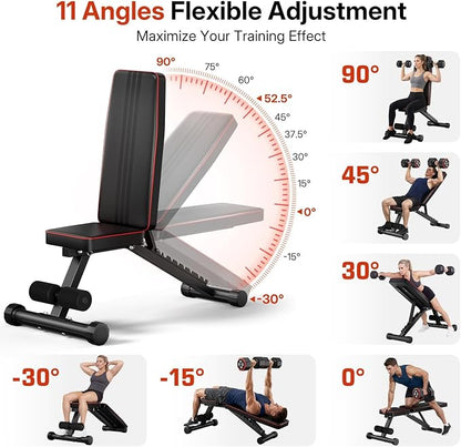 Adjustable/Foldable Weight Bench, 660LBS Home Gym Workout Bench Lifting Sit-up Exercise Bench for Bench Press