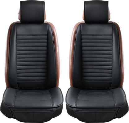Universal Leather Car Seat Covers Full Set, Car Seat Cushion Covers Protector for Cars SUV Pick-up Truck Van Interior Accessories(Black)