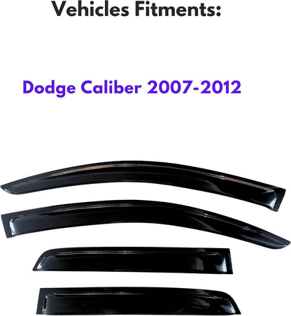 KPY Window Visor Compatible with Dodge Caliber 2007-2012, Rain Guard Window Vent Deflectors Tape-On Style, 2007 2008 2009 2010 2011 2012