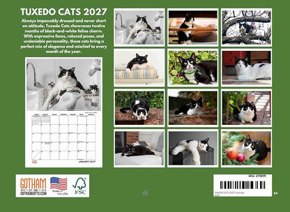 Tuxedo Cat Calendar 2027 Monthly Wall Calender 12 Month