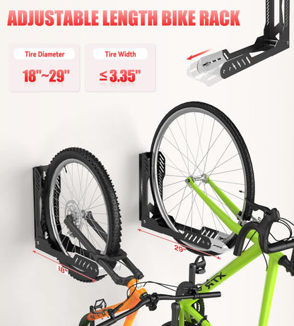 Bike Wall Mount 2 Pack Swivel Bike Rack for Garage, No Heavy Lifting Required Wall Bike Hangers Can Holds up to 77 lbs, Black