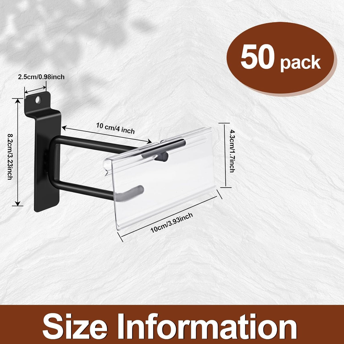 Polmart Heavy Duty Black Slatwall Panel Double-Bar Hooks - 50 Pack (4-inch)
