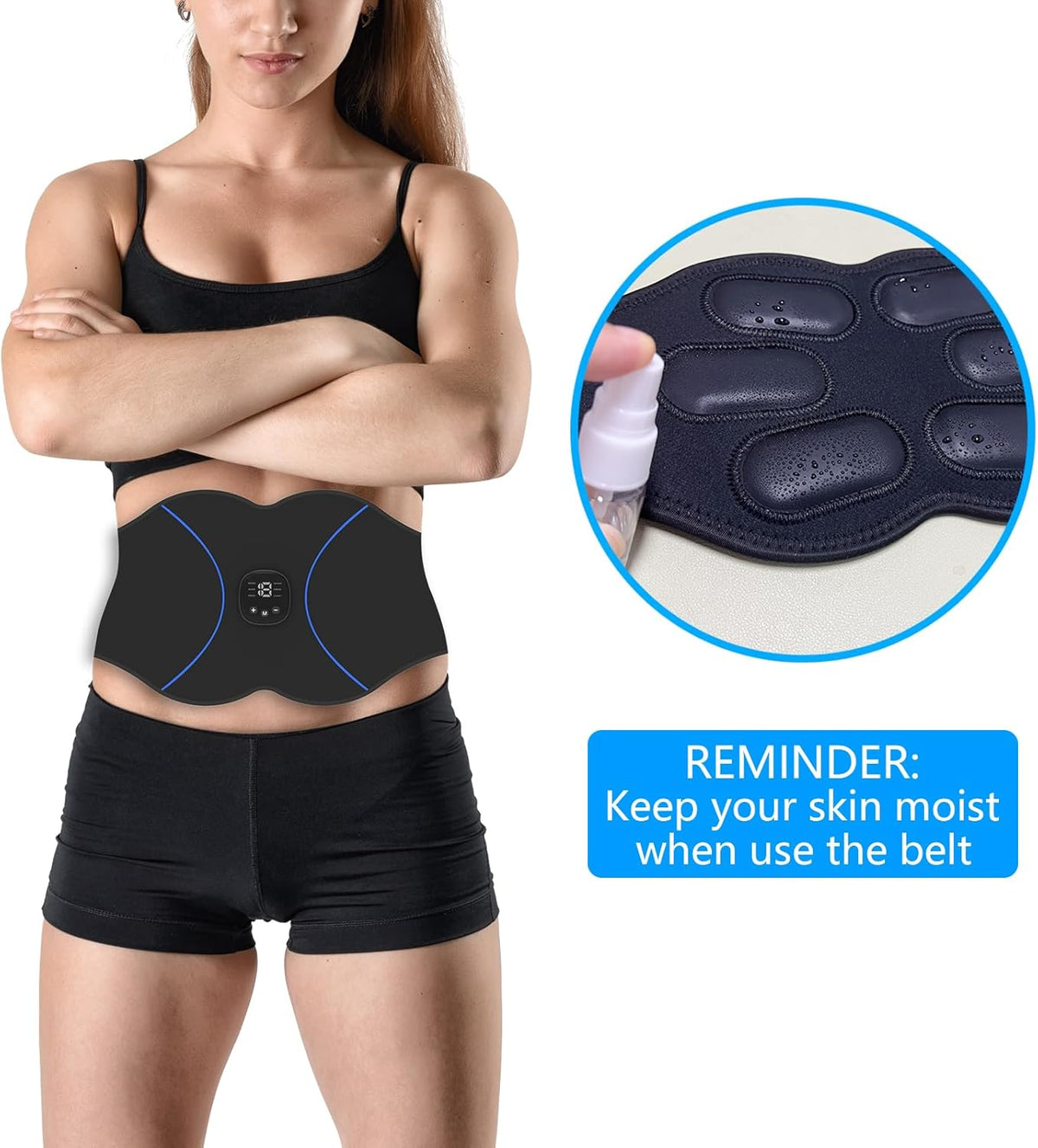 FDA Cleared, ABS Stimulator - EMS Muscle Stimulator, Portable Muscle Training for Abdomen, Abdominal Toning Belt, Fitness Ab Workout Equipment for Women and Men, Black Blue