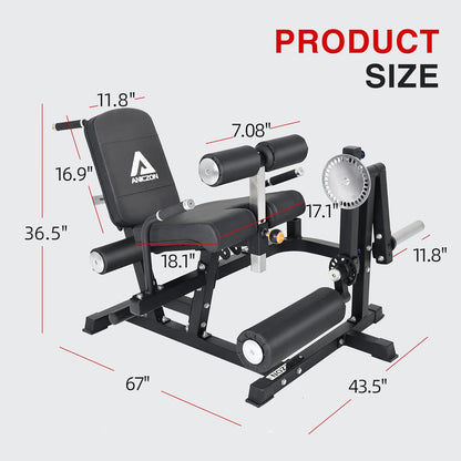 ANICZON Leg Extension and Curl Machine, Leg Rotary Extension for Thigh with Adjustable Seat & Backrest, Lower Body Leg Machine with Plate Loaded for Home Gym