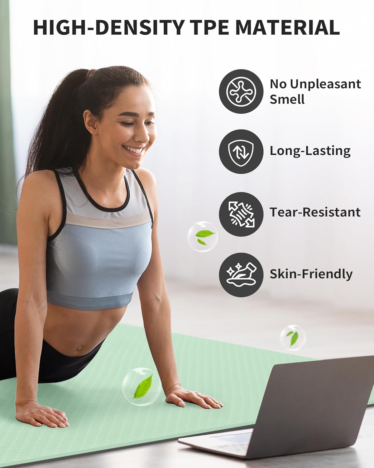 CAMBIVO Large Yoga Mat (6'x 4'), Extra Wide Workout Mat for Men and Women, Yoga Mat Thick 1/3 &1/4 Exercise Mats for Home Workout, Yoga, Pilates (Black,1/4 inch)