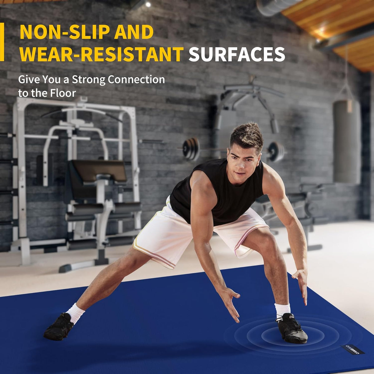 CAMBIVO Large Exercise Mat for Home Workout, 8'x6'/7'x5'/6'x4' (7 mm) Extra Thick Exercise Mat for Home Gym, Shoe-Friendly, Non-Slip Gym Mat for Jump Rope, Weights, Cardio, Fitness