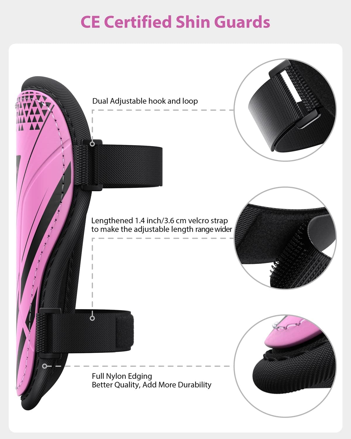 Shin Guards Soccer Kids Youth, CE Certified Airsfish Shin Guard Protection Gear for 2-18 Years Old Boys Girls Teenagers High Impact Resistant Breathable Comfortable 1 Pair 4 Sizes