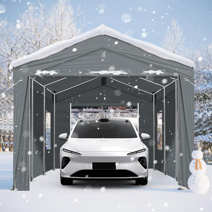 VINGLI 10x20 Carport Canopy Portable Garage with Roll-up Windows & Removable Sidewalls, Car Canopy Heavy Duty Car Tent for SUV, Boats, RVs, Trucks