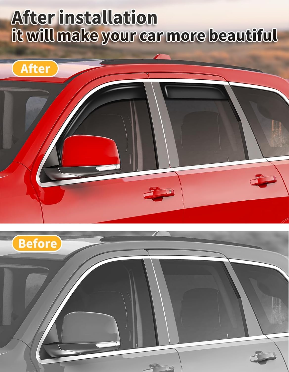 in-Channel Window Rain Guards Fit for Jeep Grand Cherokee(Limited) 2011-2021 Extra Durable Window Visors Window Deflectors Vent Visors Vent Shades Car Accessories-4 pcs 2-Q18