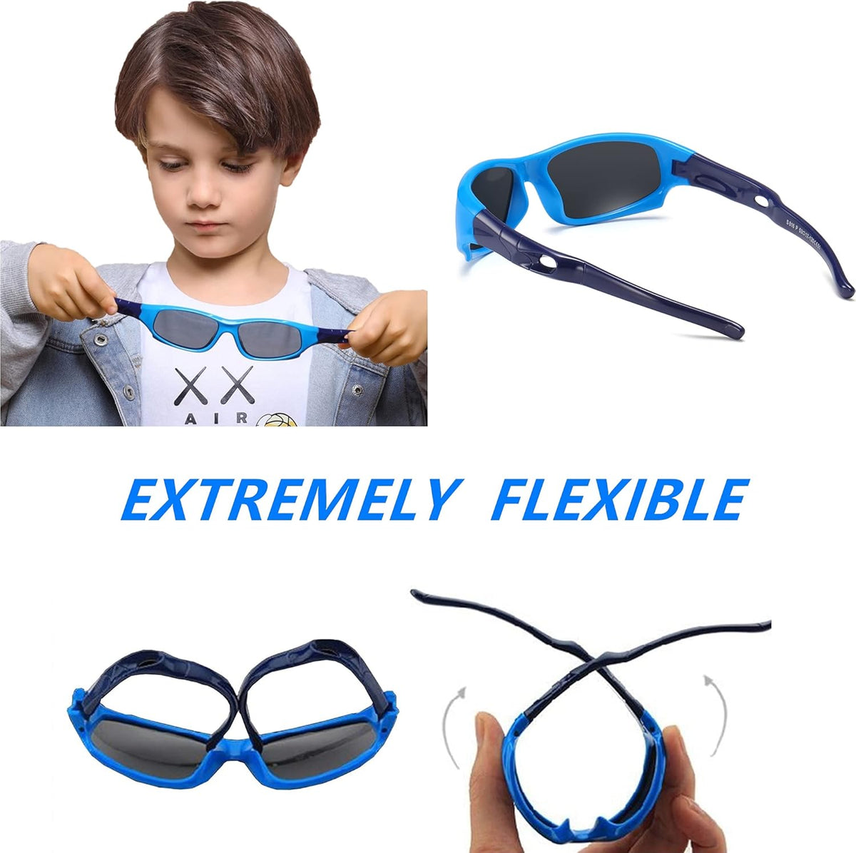 DYLB 3 Pack Flexible Kids Polarized Sunglasses For Boys Girls With Strap, Sport Sunglasses for Children Age 3-10.