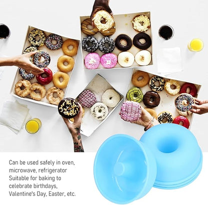 16PCS Mini Donut Mold, Silicone Donut Pans Reusable Baking Cups Cupcake Mold Bright Colors for Pastries Puddings