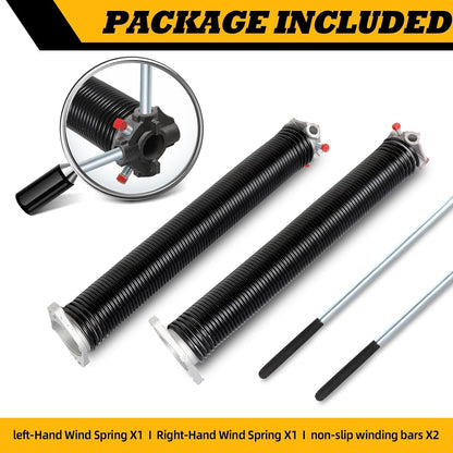 Pair of 2"Garage Door Torsion Springs Set with Non-Slip Winding Bars, Electrophoretic Coated (0.192X2"X18")