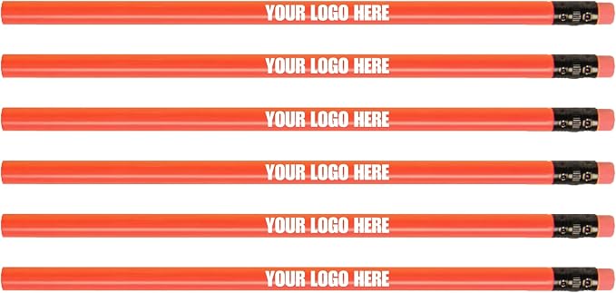 Custom Round Neon Pencil. Promotional Personalized Imprinted Round Pencils. Custom Printed Name/Business/Event Information(Neon Red, 150 Count, Pack of 1)