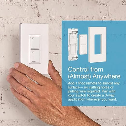 Lutron Caseta Original Smart Light Switch (Lutron Smart Hub Required), for Home, LED Lights, and Fans, 6 Amp, Single-Pole/3-Way, Neutral Required, PD-6ANS-WH-12-Pack, White, 12 Pack