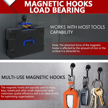 3-H Heavy Duty Magnet Garage Hooks 2 Pack, Large Strong Magnetic Hooks for Hanging Cordless Power Drill, Utility Magnetic Tool Holder for Metal Cabinet, Steel Pegboard, Toolbox, Garage(Orange)