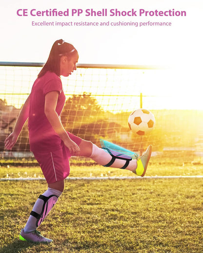 Shin Guards Soccer Kids Youth, CE Certified Airsfish Shin Guard Protection Gear for 2-18 Years Old Boys Girls Teenagers High Impact Resistant Breathable Comfortable 1 Pair 4 Sizes