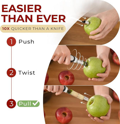 Orblue Premium Apple Corer Tool - Durable Stainless Steel Fruit Core Extractor Tool - Apple Corer Remover, Blue