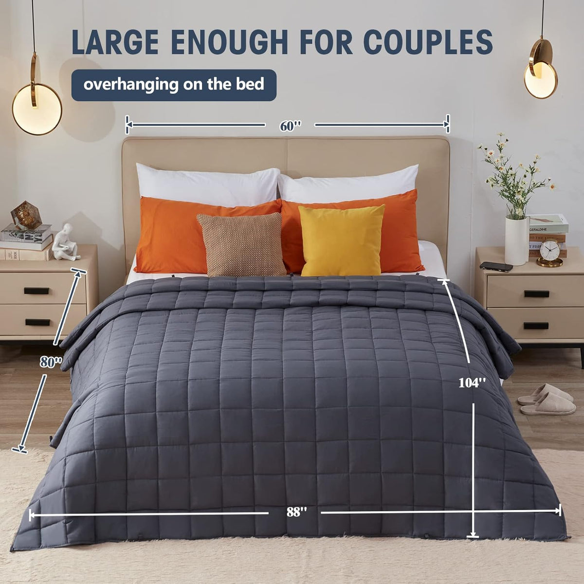yescool Weighted Blanket for Adults (30 lbs, 88” x 104”, Grey) Cooling Heavy Blanket for Sleeping Perfect for 290-310 lbs, King Size Breathable Blanket with Premium Glass Bead