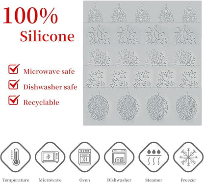 5PCS Leaf Molds Silicone Baking Fondant Tuile Molds, Hollow 3D Coral Branch Leaf Tuille Lace Silicone Cake Moulds, Polymer Clay Mold for Baking, Resin, Clay, Sugar Craft, Dessert Cake Decoration