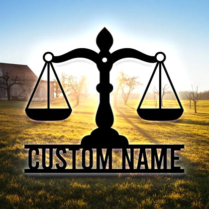Personalized Lawyer Metal Sign LED Light, Custom Scales of Justice Metal Wall Art With LED Lights, Wall Art Hanging Home Decor Birthday Xmas Gift