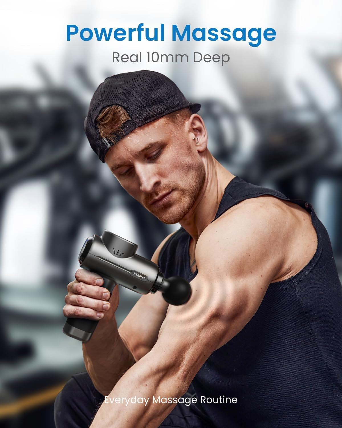 RENPHO Massage Gun Deep Tissue, Portable Percussion Massager for Back and Neck, Gifts for Men Women, Handheld Device with Carry Case, Active