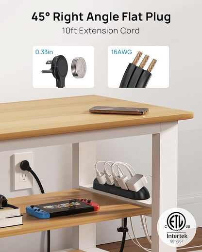 TROND Desk Clamp Power Strip - Flat Plug 10ft Extension Cord, Surge Protector with 5 AC Outlets, 1700J Surge Protection, ETL Listed, Fits 1.97 inch Tabletop Edge, for Home Office, Black