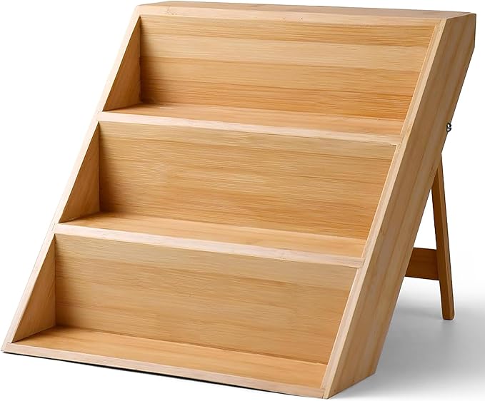 RoyalHouse Bamboo Spice Rack Organizer for Kitchen Cabinet, Countertop Display Shelf- 3 Tier Shelf -Space Organizer for Kitchen and Bathroom
