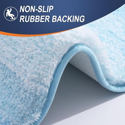 OLANLY Bathroom Runner Rugs Mat 47x20, Extra Soft Absorbent Microfiber Bath Rugs, Rubber Backing, Quick Dry, Washable Long Bath Mats for Bathroom, Tub and Shower, Home Decor Accessories, Sky Blue