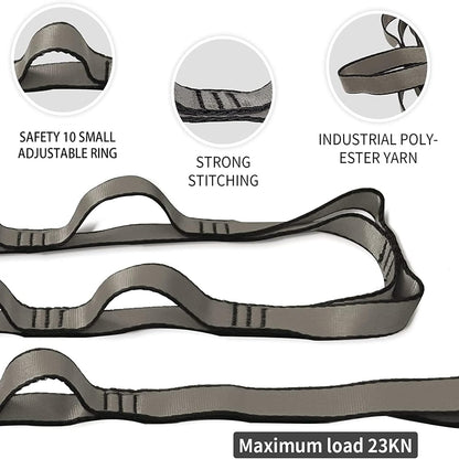 Aerial Yoga Hammock Daisy Chains Strap, Strong 22kN Adjustable with 10 Loops, No Stretch, Climbing Strap Nylon Chain Sling for Aerial Yoga,Swing, Hammock, Suspension, Exercise