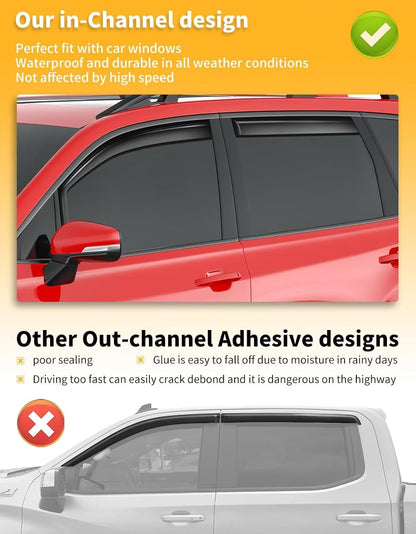 in-Channel Window Rain Guards Fit for Subaru Forester 2019 2020 2021 2022 2023 2024 Extra Durable Window Visors Window Deflectors Vent Visors Vent Shades Car Accessories-4 pcs 2-Q17