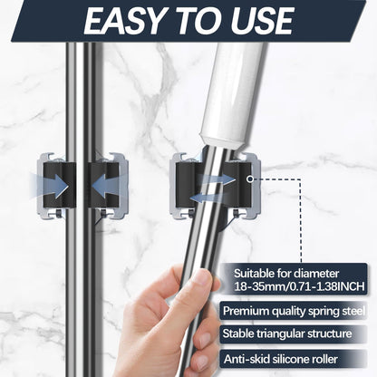3-H Mop and Broom Holder Wall Mount 25 Pack, Broom Hanger Wall Mount for Garage Garden Shed Storage System Laundry Room Home Kitchen Organization up to 1.45 Inch(black)