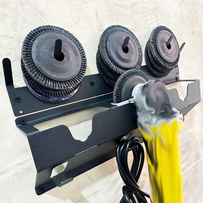 Updated Angle Grinder Holder, 3 Bay Angle Grinder Holder with Discs Hook Rack, Grinder Rack for Garage, Workshop, or Tool Trailer