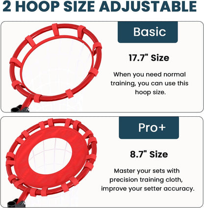 Volleyball Setter Training Equipment – Adjustable Height & Angle, Precision Target Cloth for Accurate Setting, Portable with Wheels, Ball Storage Net Bag Skill Levels