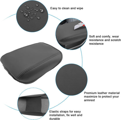 SXCY for 2024 2025 Sportage Armrest Cover for Kia Sportage 2024 2025 Accessories 2023 2024 2025 Sportage Center Console Cover 2024 2025 Sportage Middle Console Cover (Black Leather Cover)